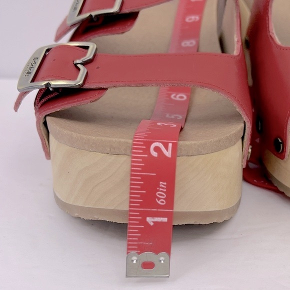 Dr Scholl’s SHOES, ORIGINAL VIBE PLATFORM, HEELED SLIDE SANDALS, RED LEATHER 10M - Picture 15 of 16